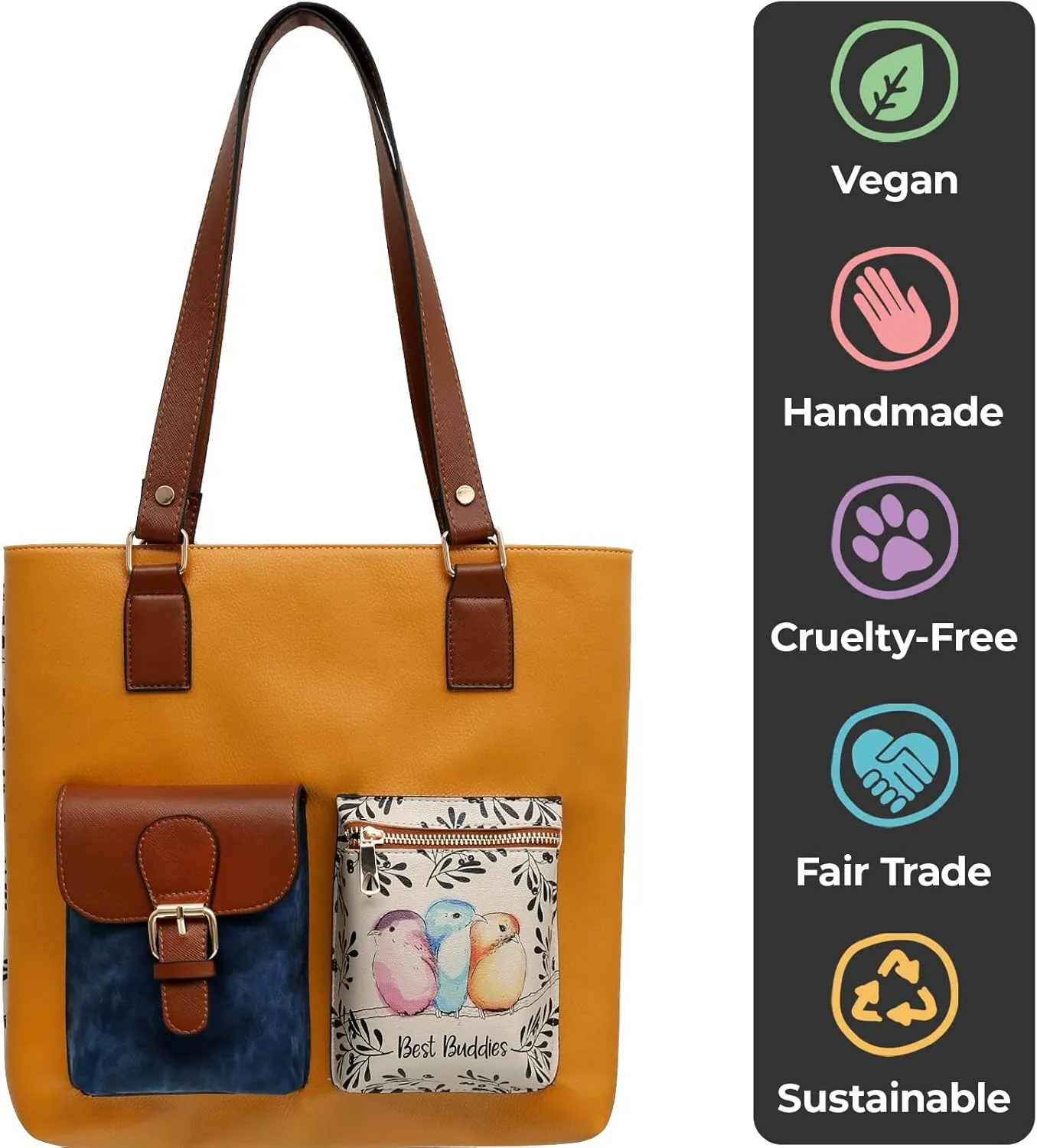 Multi Pocket Shoulder Bags for Women - Vegan Leather and Unique Design Handmade Womens Bags