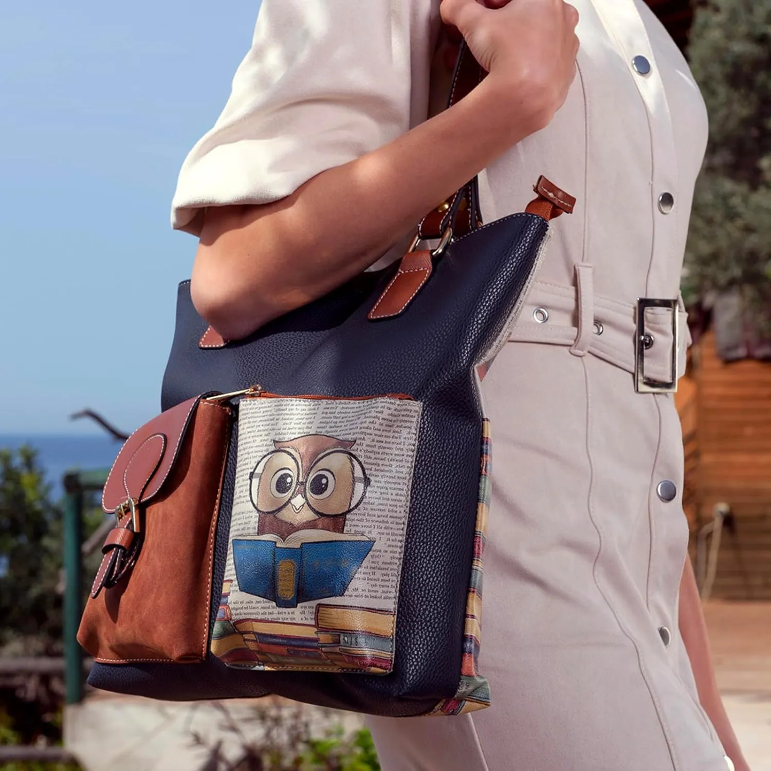 Multi Pocket Shoulder Bags for Women - Vegan Leather and Unique Design Handmade Womens Bags