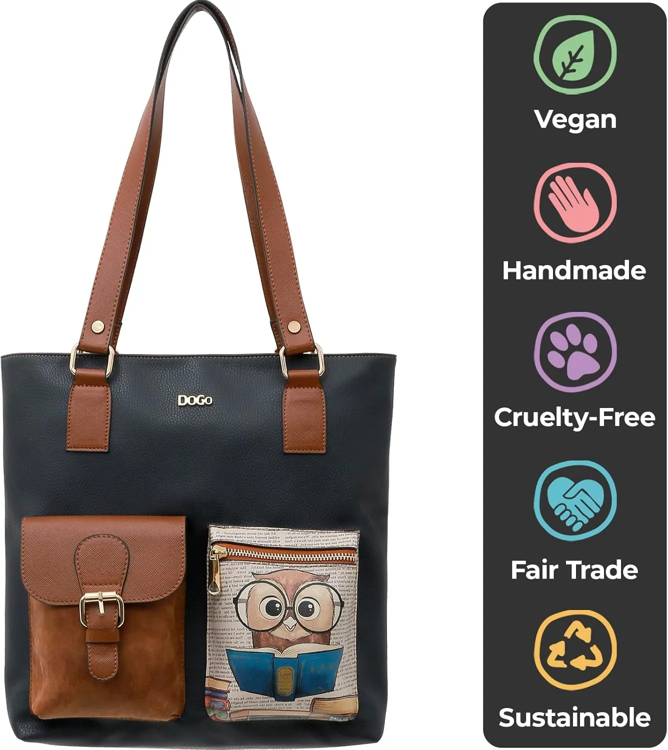 Multi Pocket Shoulder Bags for Women - Vegan Leather and Unique Design Handmade Womens Bags