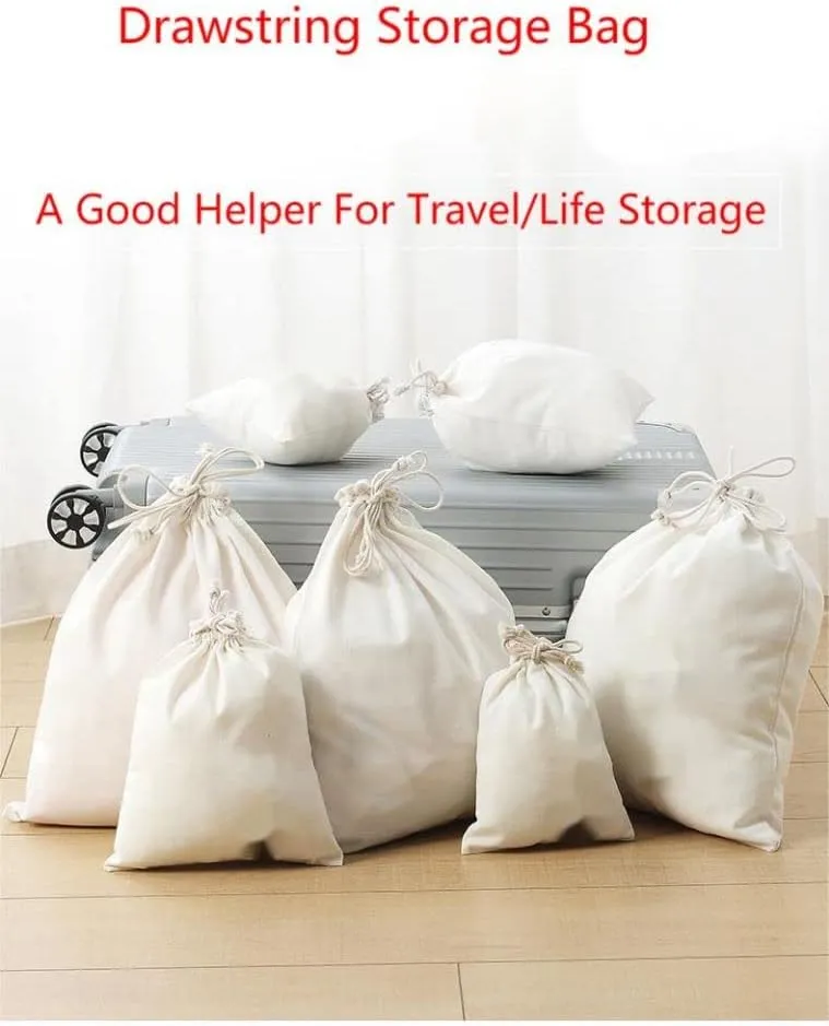 Multifunctional Canvas Drawstring Bags Reusable Cotton Storage Bag Home Travel Organizer Sort Pocket Laundry Bag pack