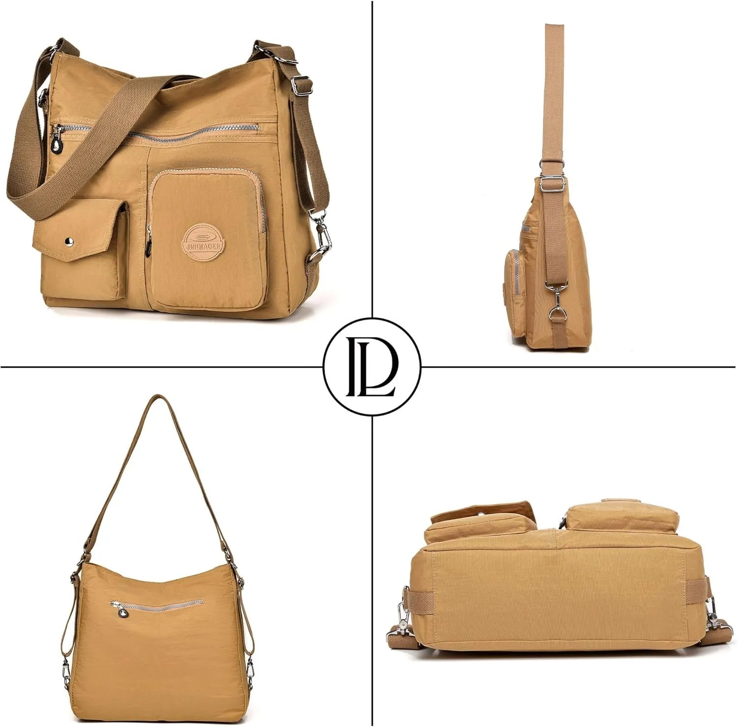 Multipurpose Hobo Purse for Women with Antitheft RFID, Waterproof Nylon Crossbody Bag Shoulder Handbag, Convertible Backpack
