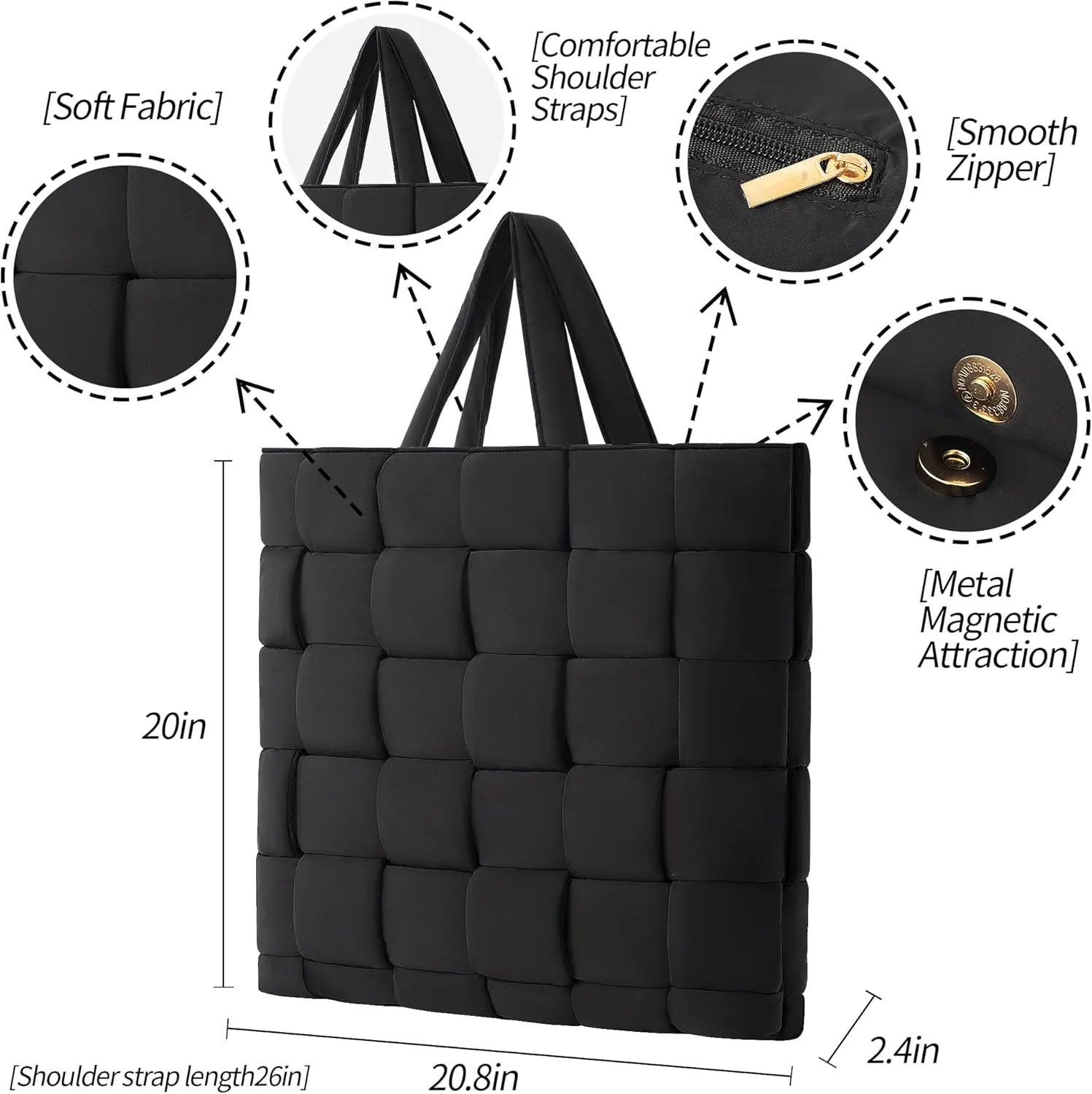 NAARIIAN Shoulder bags for women, Light-weight small puffer purses waterproof, hand-woven puffy bag crossbody handbag