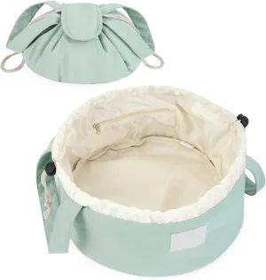 Narwey Barrel Drawstring Makeup Bag Large Floral Cosmetic Bag Make up Bags Toiletry Bag Travel Bags for Toiletries Organizer for Women Gift for Teen Girls (Mint Green) (Patent)
