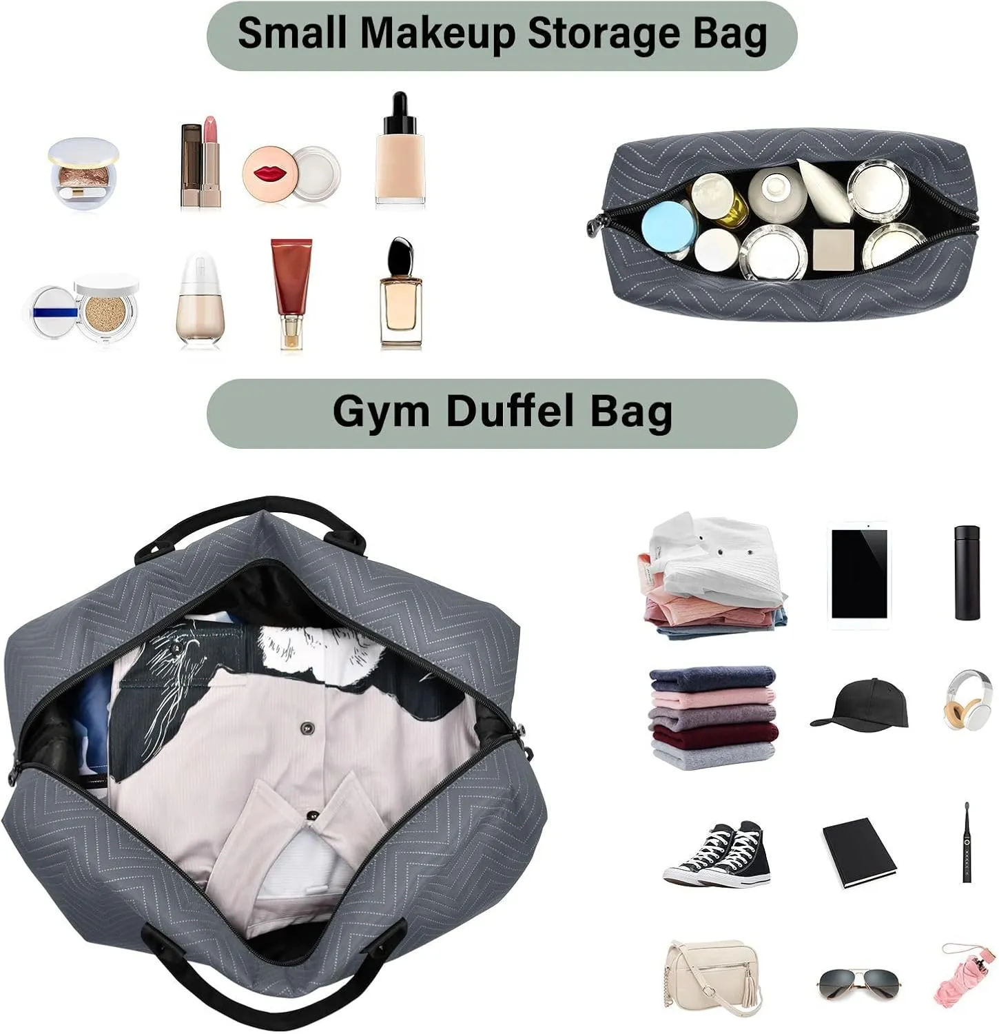 Navy Blue Travel Duffel Bag with Toiletry Bag Weekender Bag for Carry on Sports Gym Bag for Gym Yoga Sports