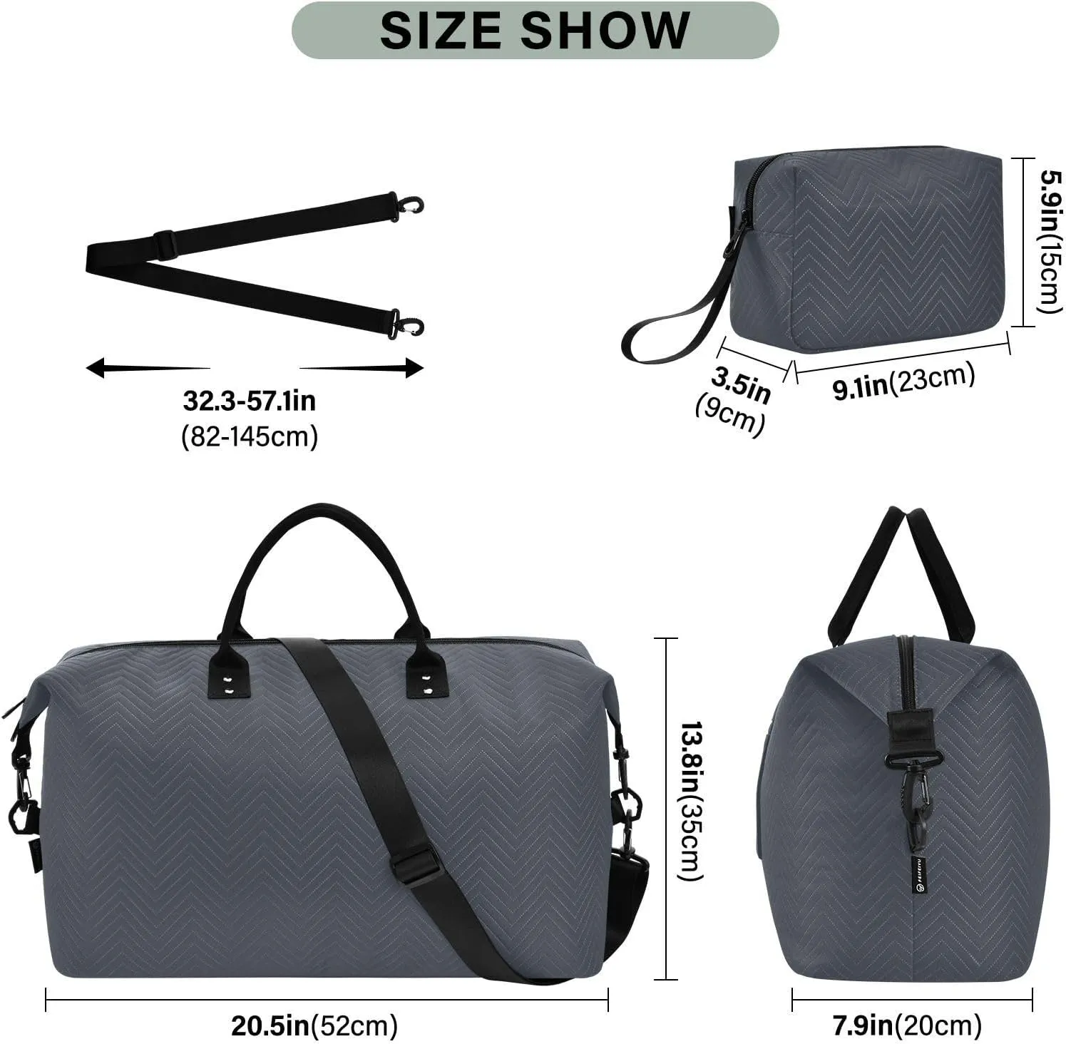 Navy Blue Travel Duffel Bag with Toiletry Bag Weekender Bag for Carry on Sports Gym Bag for Gym Yoga Sports