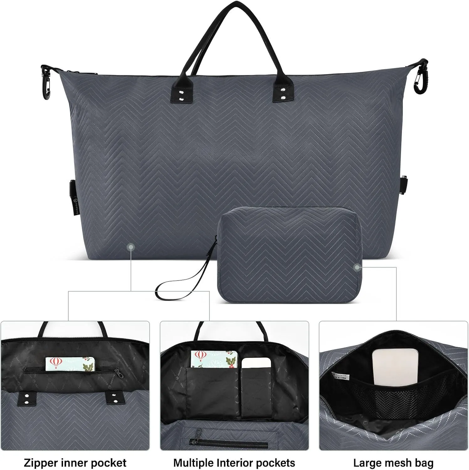 Navy Blue Travel Duffel Bag with Toiletry Bag Weekender Bag for Carry on Sports Gym Bag for Gym Yoga Sports
