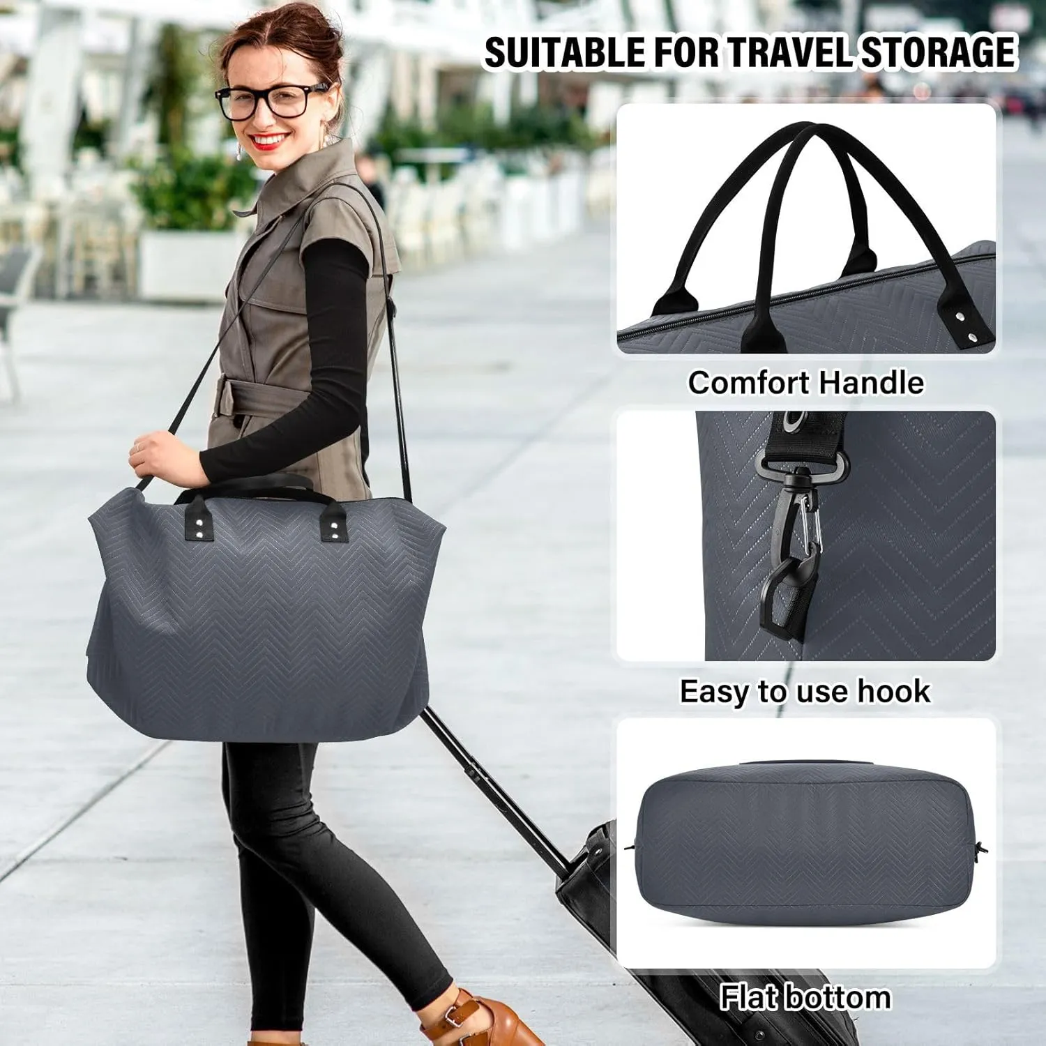 Navy Blue Travel Duffel Bag with Toiletry Bag Weekender Bag for Carry on Sports Gym Bag for Gym Yoga Sports