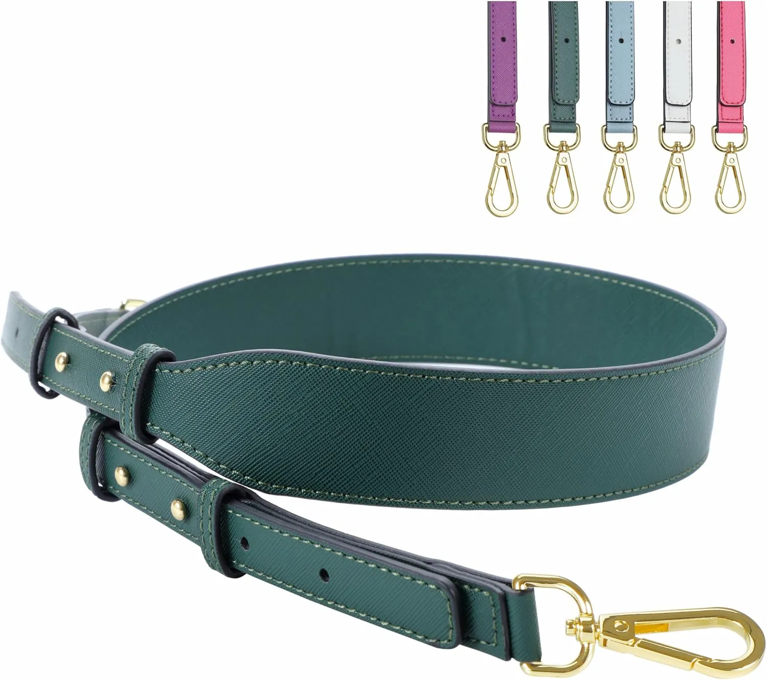 Nefelibata Purse Strap,Leather Purse Straps Replacement Crossbody,Retro Personalized Crossbody Bag Straps with Customized Metal Buckle for Handbag,Shoulder Bags(Christmas Green)