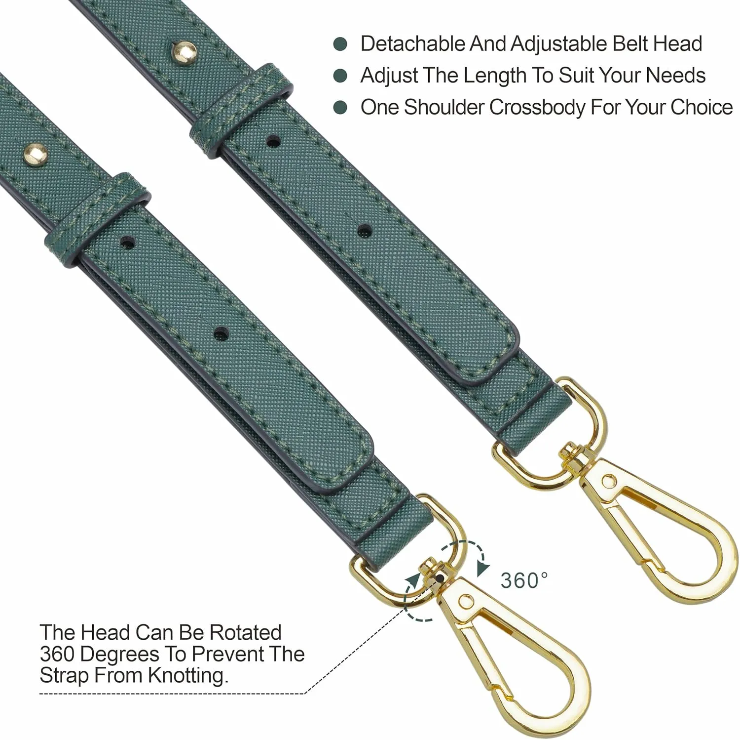 Nefelibata Purse Strap,Leather Purse Straps Replacement Crossbody,Retro Personalized Crossbody Bag Straps with Customized Metal Buckle for Handbag,Shoulder Bags(Christmas Green)
