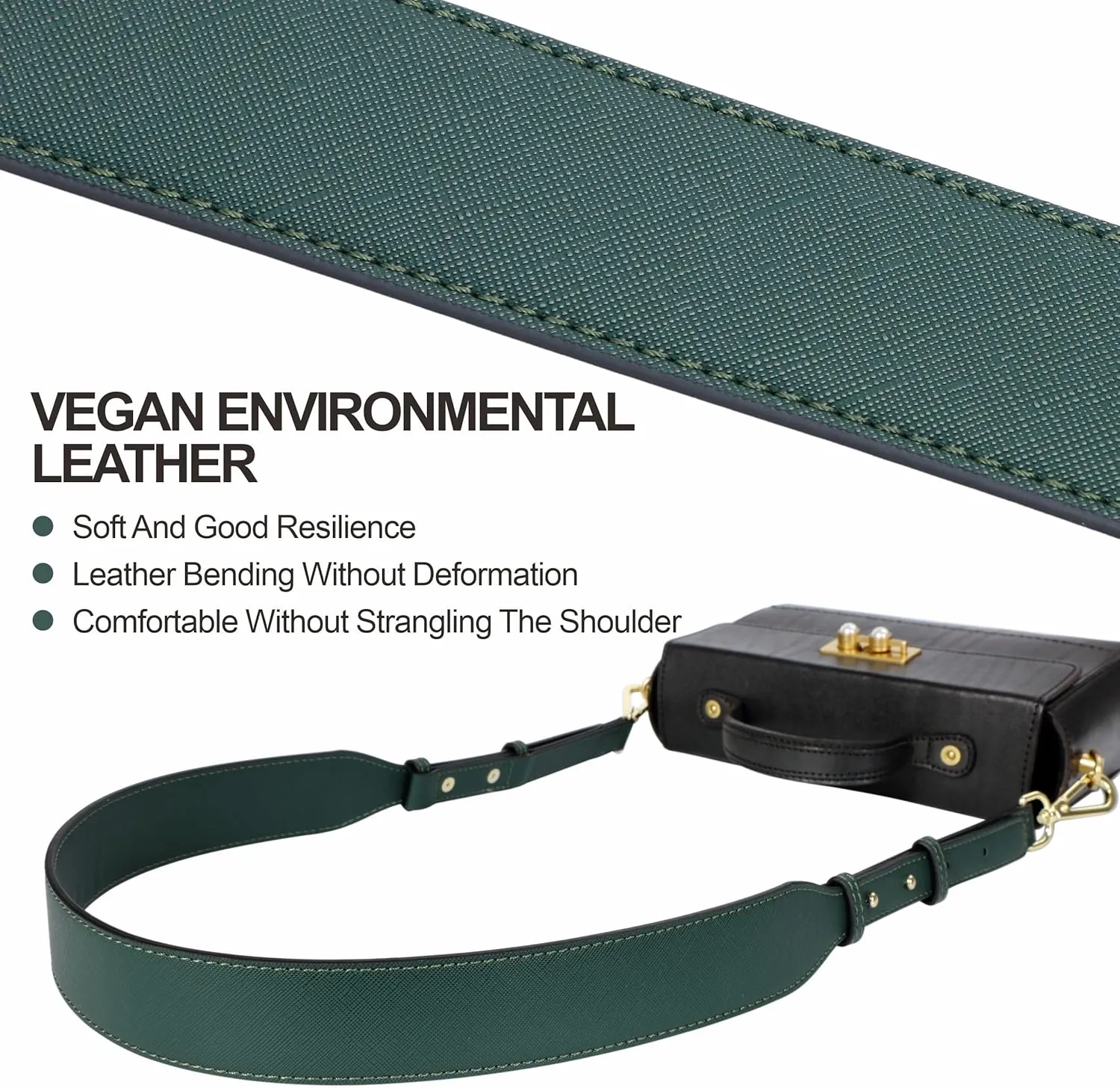 Nefelibata Purse Strap,Leather Purse Straps Replacement Crossbody,Retro Personalized Crossbody Bag Straps with Customized Metal Buckle for Handbag,Shoulder Bags(Christmas Green)