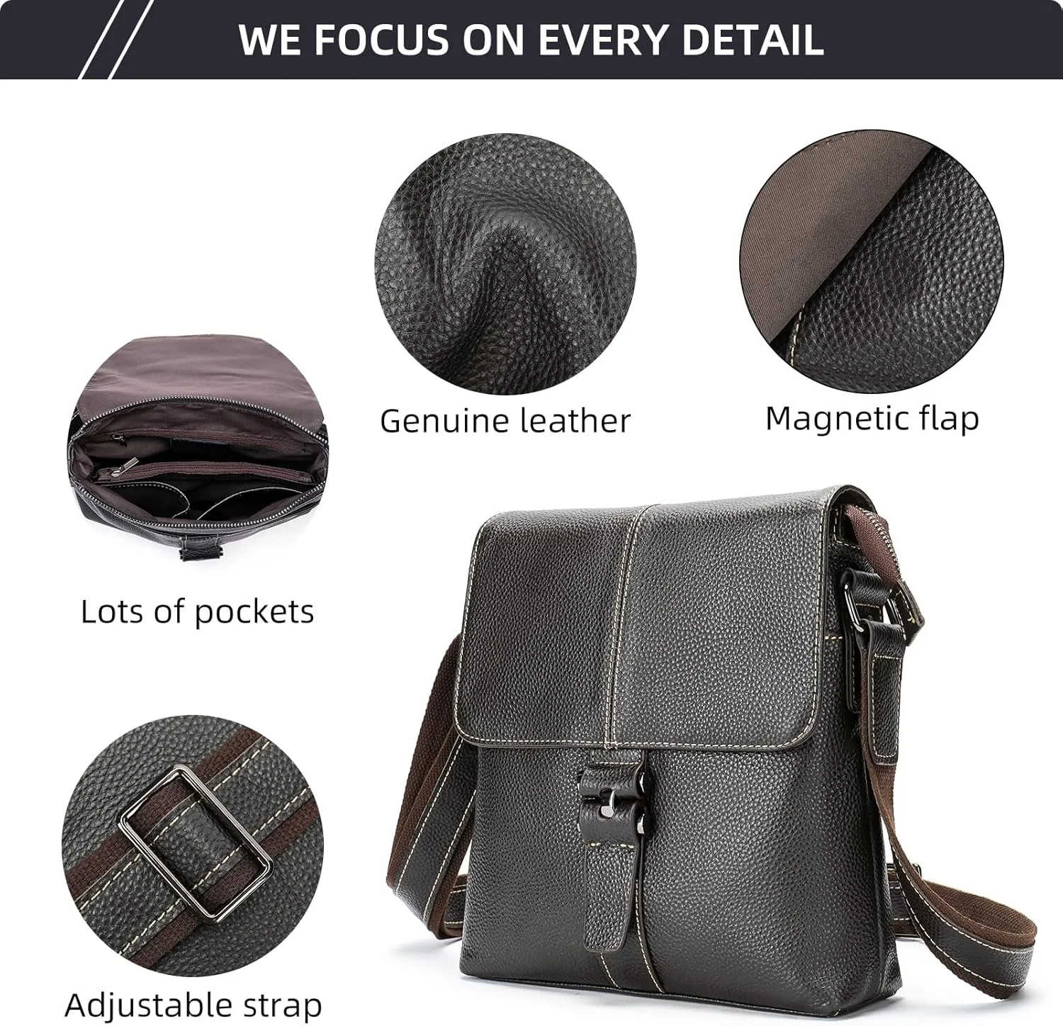 NIUCUNZH Genuine Leather Small Messenger Bag Vintage Leather Man Purse Handbag Crossbody Shoulder Bags for Men