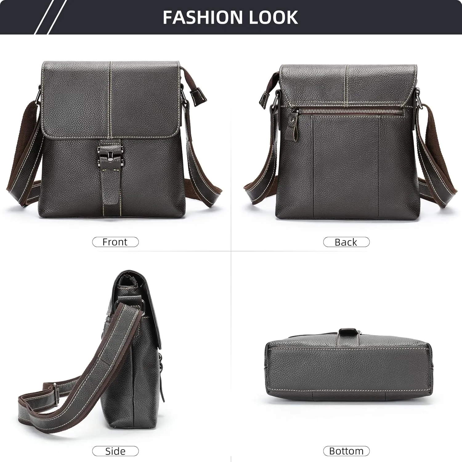 NIUCUNZH Genuine Leather Small Messenger Bag Vintage Leather Man Purse Handbag Crossbody Shoulder Bags for Men