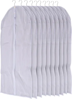 Noa Store Garment Bags Hanging Clothes - Transparent White Clothes Travel Storage Bags - Durable PVC with Two-Way Zip for Space-Saving Wardrobe Organization - 31.4" L x 23.6" W - Set of 10