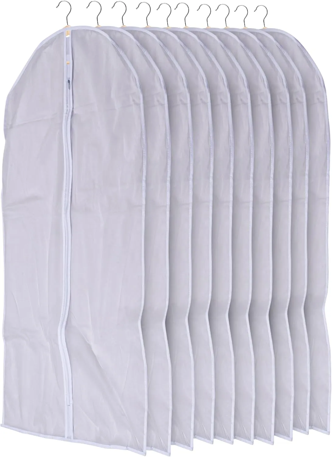 Noa Store Garment Bags Hanging Clothes - Transparent White Clothes Travel Storage Bags - Durable PVC with Two-Way Zip for Space-Saving Wardrobe Organization - 31.4" L x 23.6" W - Set of 10