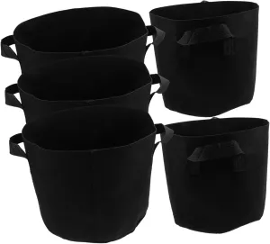 Non-Woven Fabrics Nursery Bags 5pcs Plant Growing Bags for Efficient Drainage Air Permeability