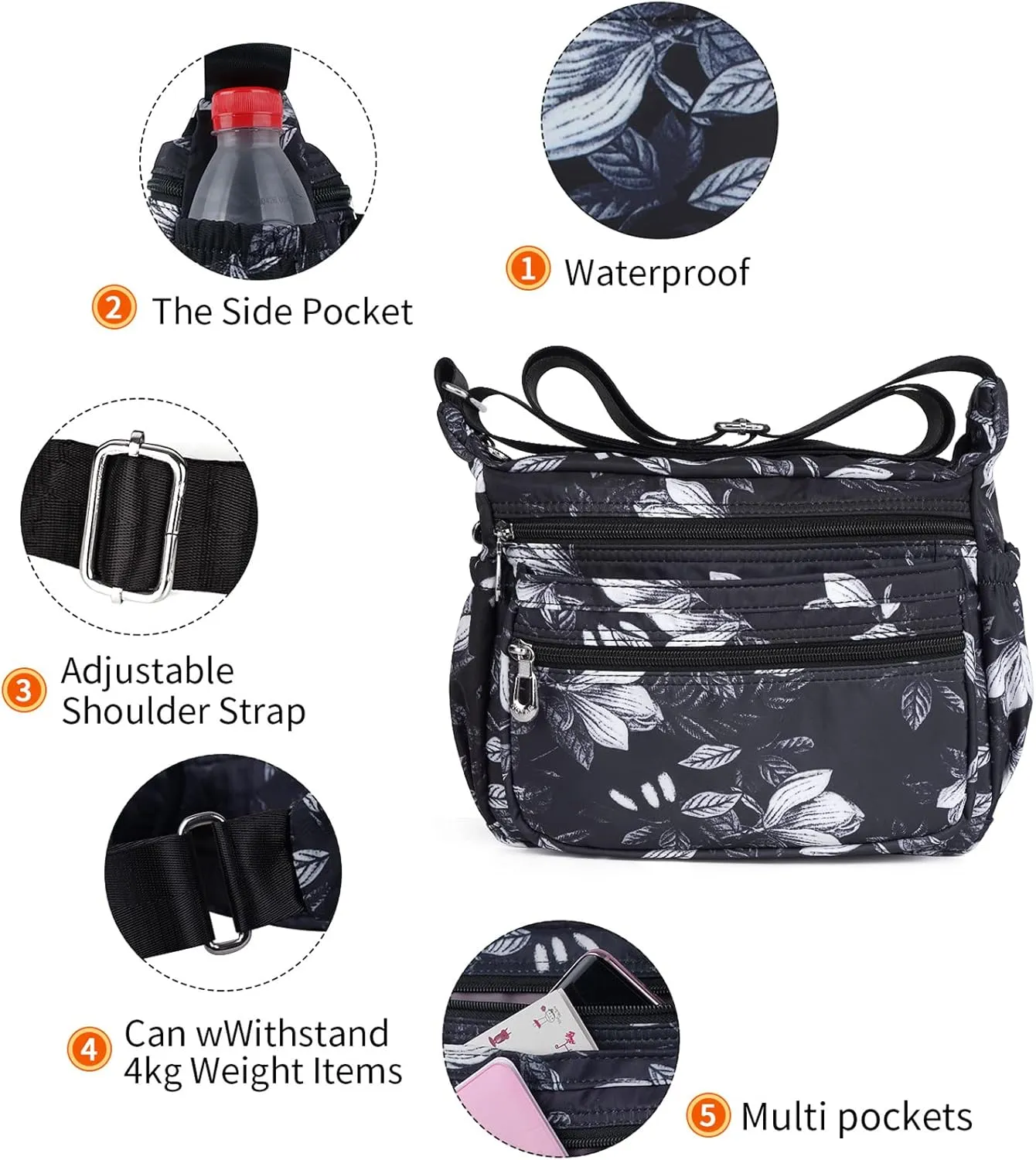 NOTAG Shoulder Bags for Women Nylon Crossbody Bags Waterproof Lightweight Messenger Purses and Handbags