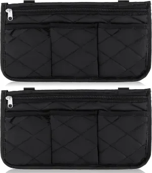 Noverlife 2 Packs Wheelchair Side Bag, Black Walker Bag w/Cup Holder Waterproof Wheelchair Armrest Pouch, Side Storage Pouch Organizer Bag Wheelchair Pouch Side Pocket for Most Seniors Wheelchairs