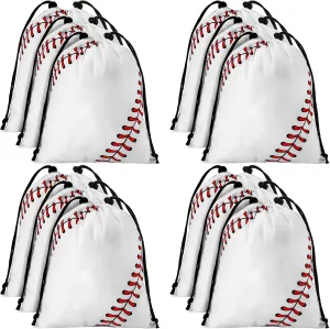Nuogo 24 Pcs Baseball Sport Drawstring Backpack Sports Party Favor Candy Sack Gift Goodie Bags Players Athletes Gifts Treat Bags for Team Sport Themed Ball Party Supplies
