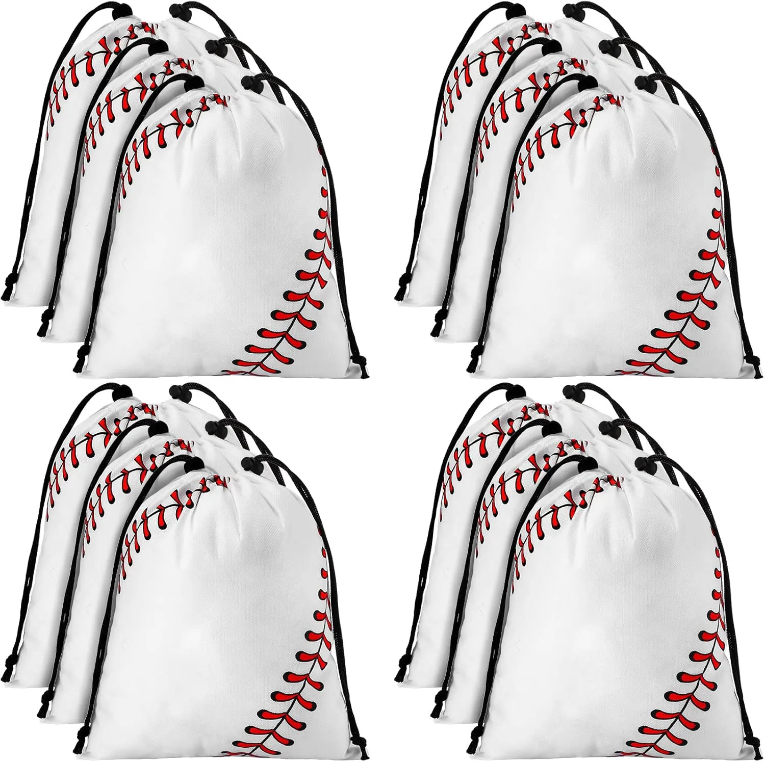 Nuogo 24 Pcs Baseball Sport Drawstring Backpack Sports Party Favor Candy Sack Gift Goodie Bags Players Athletes Gifts Treat Bags for Team Sport Themed Ball Party Supplies