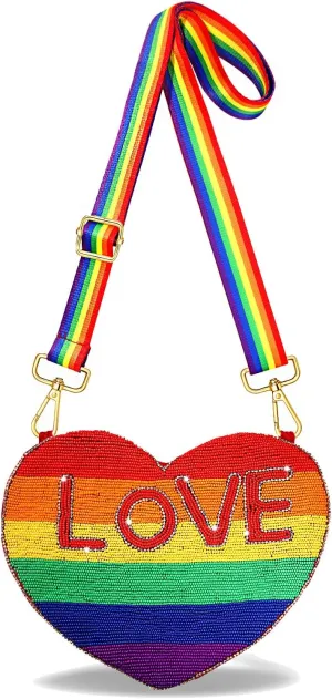 NVENF Rainbow Purse Pride Rainbow Beaded Purse Bisexual LGBTQ Crossbody Shoulder Bag Pride Month Accessory Party Favors Gifts