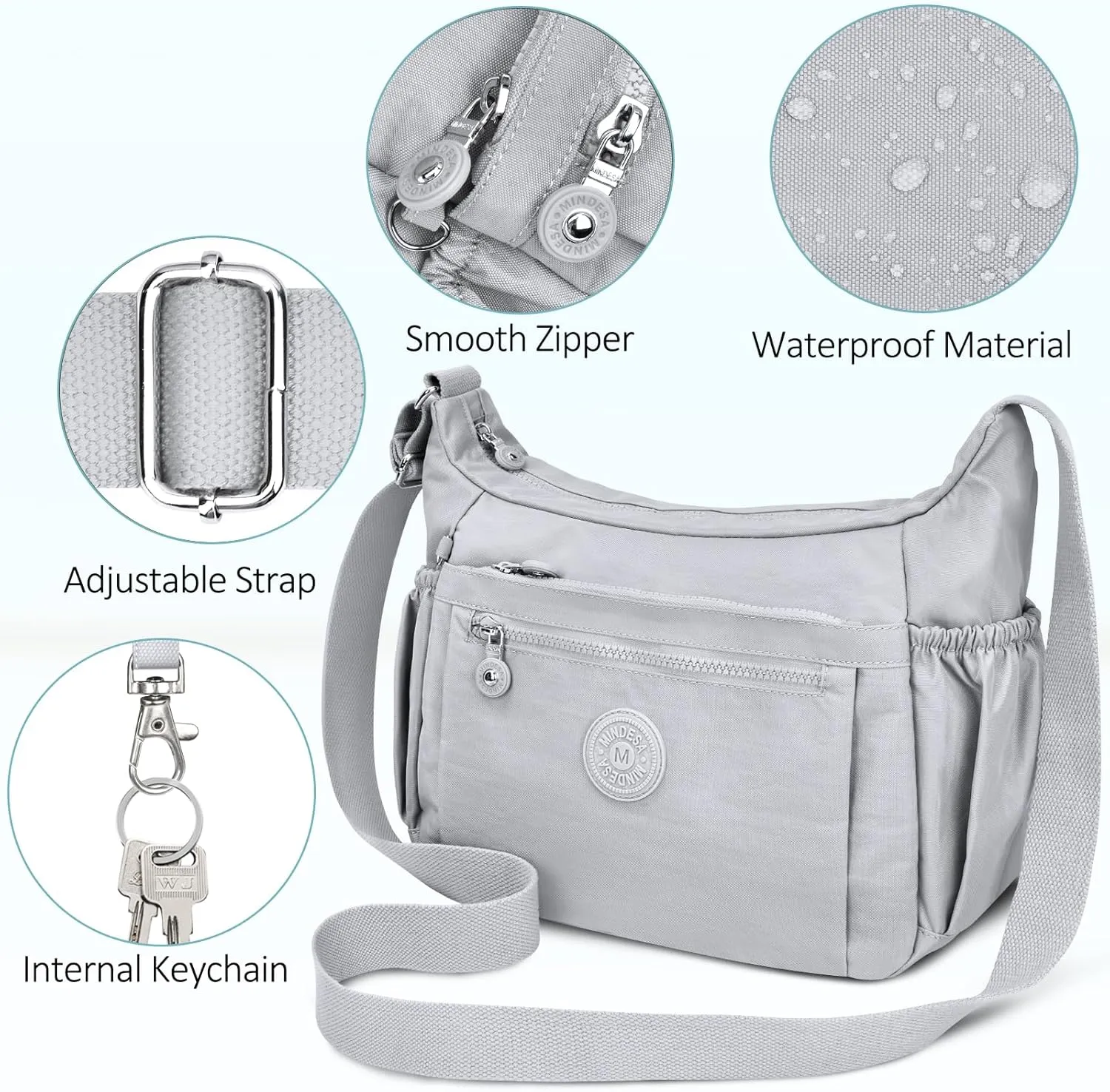 Nylon Crossbody Bags for Women Waterproof Lightweight Large Travel Purses Multi-Pocket Pocketbooks Shoulder Bag