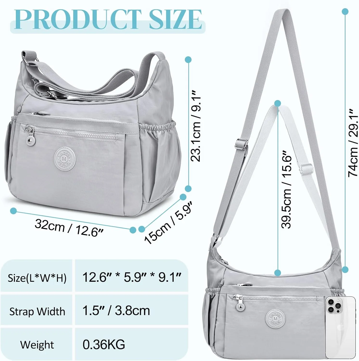 Nylon Crossbody Bags for Women Waterproof Lightweight Large Travel Purses Multi-Pocket Pocketbooks Shoulder Bag
