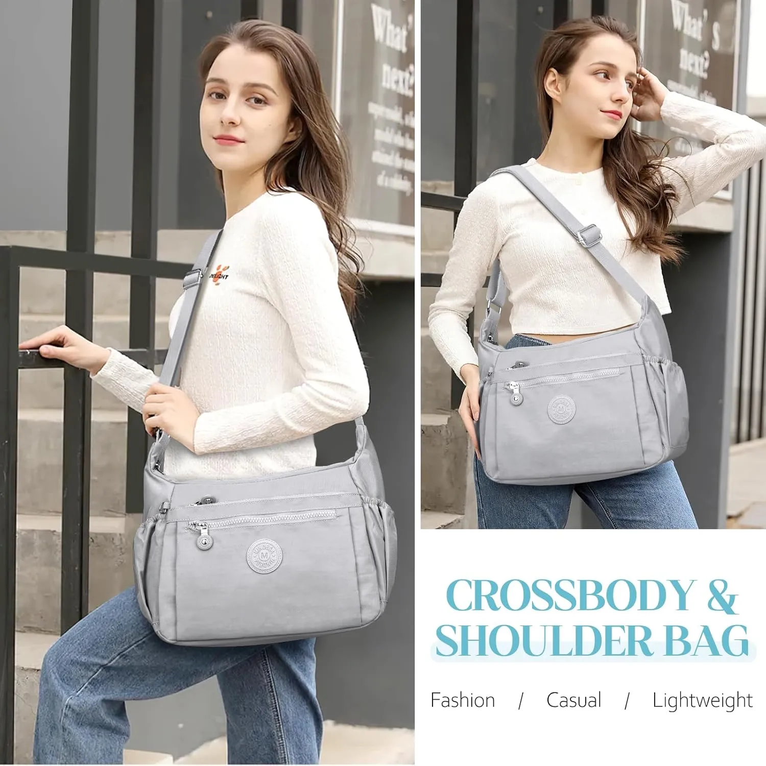 Nylon Crossbody Bags for Women Waterproof Lightweight Large Travel Purses Multi-Pocket Pocketbooks Shoulder Bag