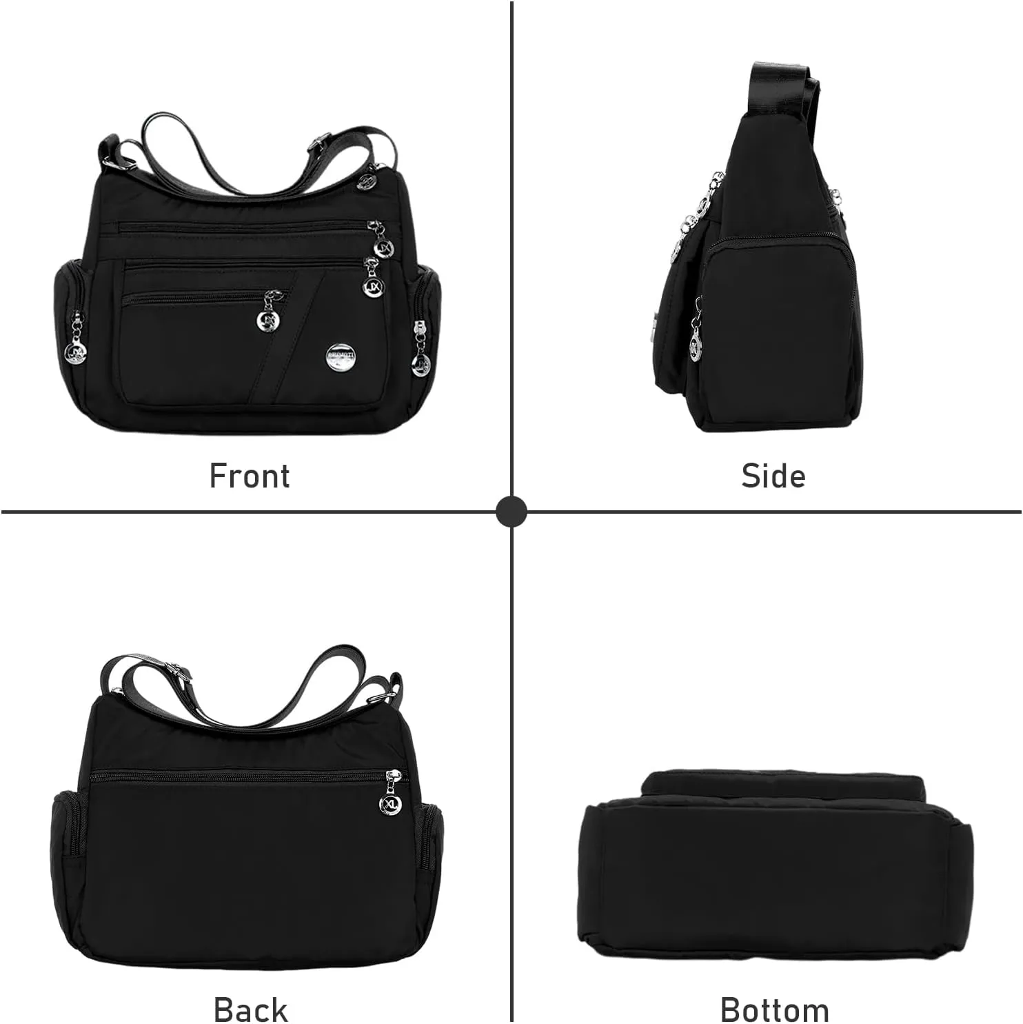 Nylon Crossbody Bags for Women Waterproof Shoulder Bag Ladies Multi Pocket Tote Handbag Travel Messenger Bag