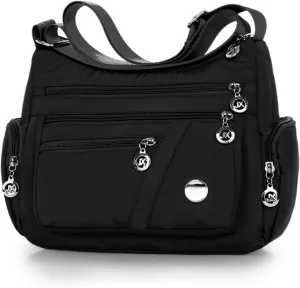 Nylon Crossbody Bags for Women Waterproof Shoulder Bag Ladies Multi Pocket Tote Handbag Travel Messenger Bag
