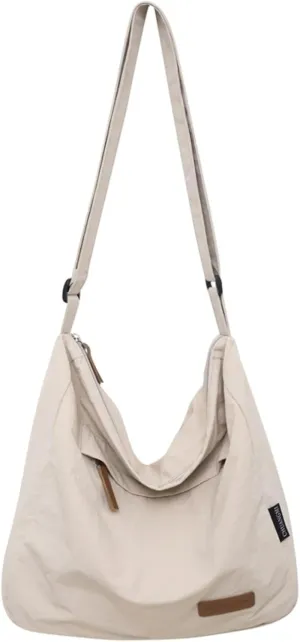 Nylon Hobo Crossbody Bag Water Resistant Lightweight Messenger Bag Work Bags Tote Bag with Zipper for Women and Men