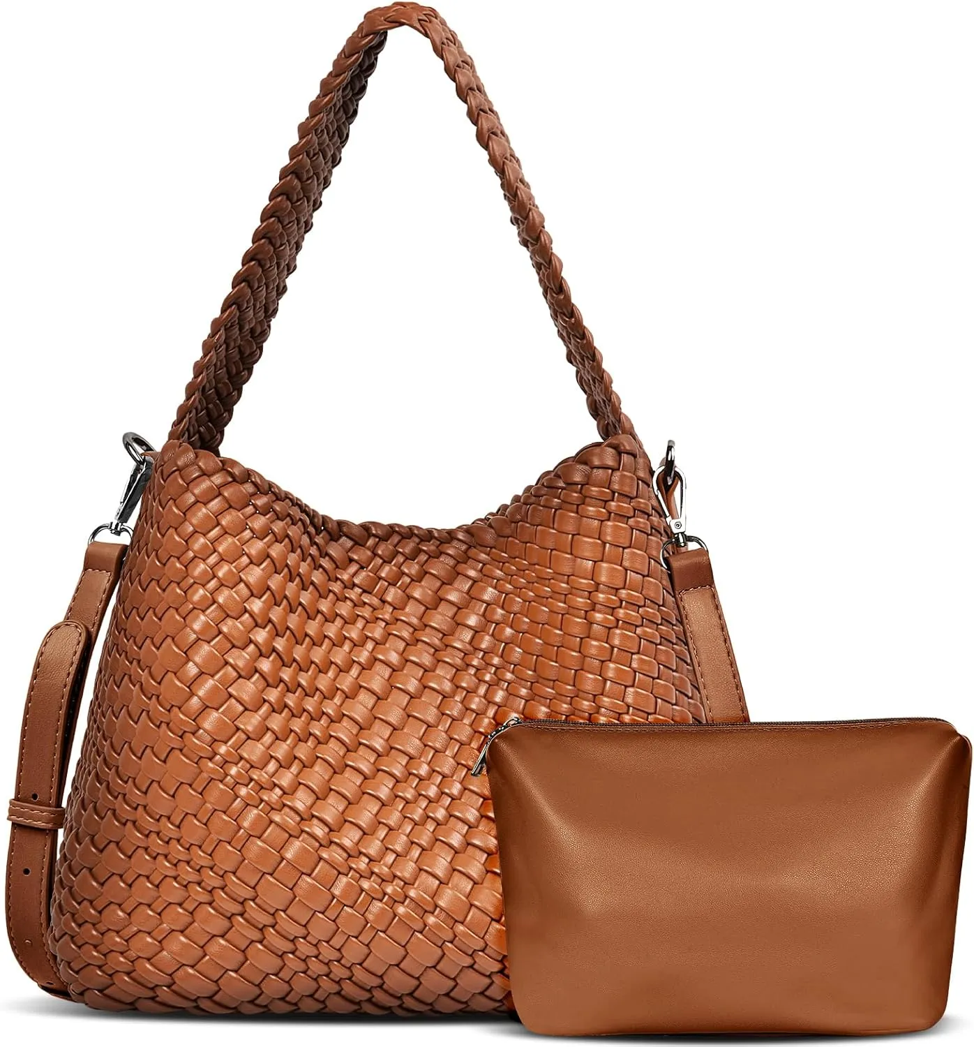 OlyPegic Woven Bag for Women, Woven Tote Bag Vegan Leather Retro Handbag, Handmade Summer Beach Bag Large Capacity Bags