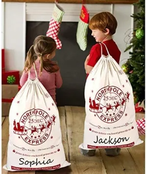 OurWarm 2PCS Large Christmas Gifts Bags, Canvas Blank Storage Bags with Drawstring for Christmas Holiday Party Decorations, 28 x 20 Inch