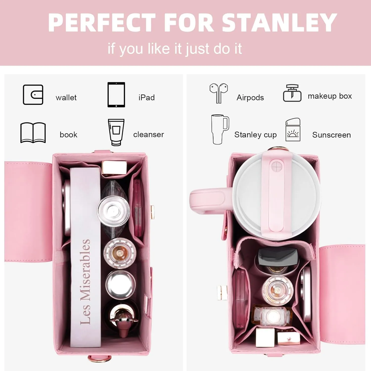 Outdoor Portable Crossbody Water Cup Storage Bag,Wear-Resistant Water Bottle Bag for Stanley 40 oz Tumble.Crossbody Bags for Women, Multifunctional Adjustable Shoulder Strap (pink)