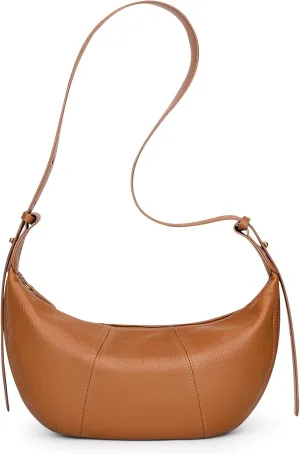 Over Earth Genuine Leather Hobo Bags for Women Crescent Shoulder Purses with Adjustable Strap