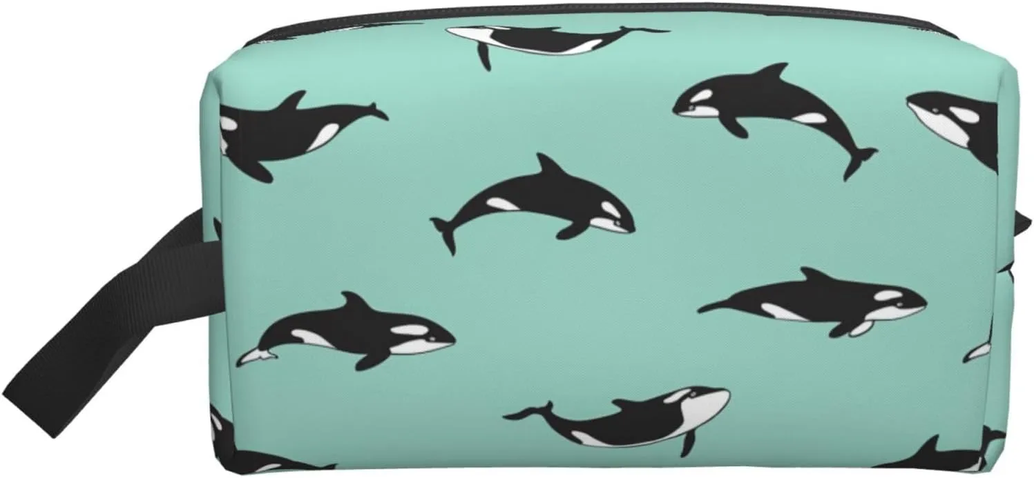 Pacific Ocean whale Print Storage Bags Travel Cosmetic Organizer Bag Large Capacity Zippered Storage Pouch