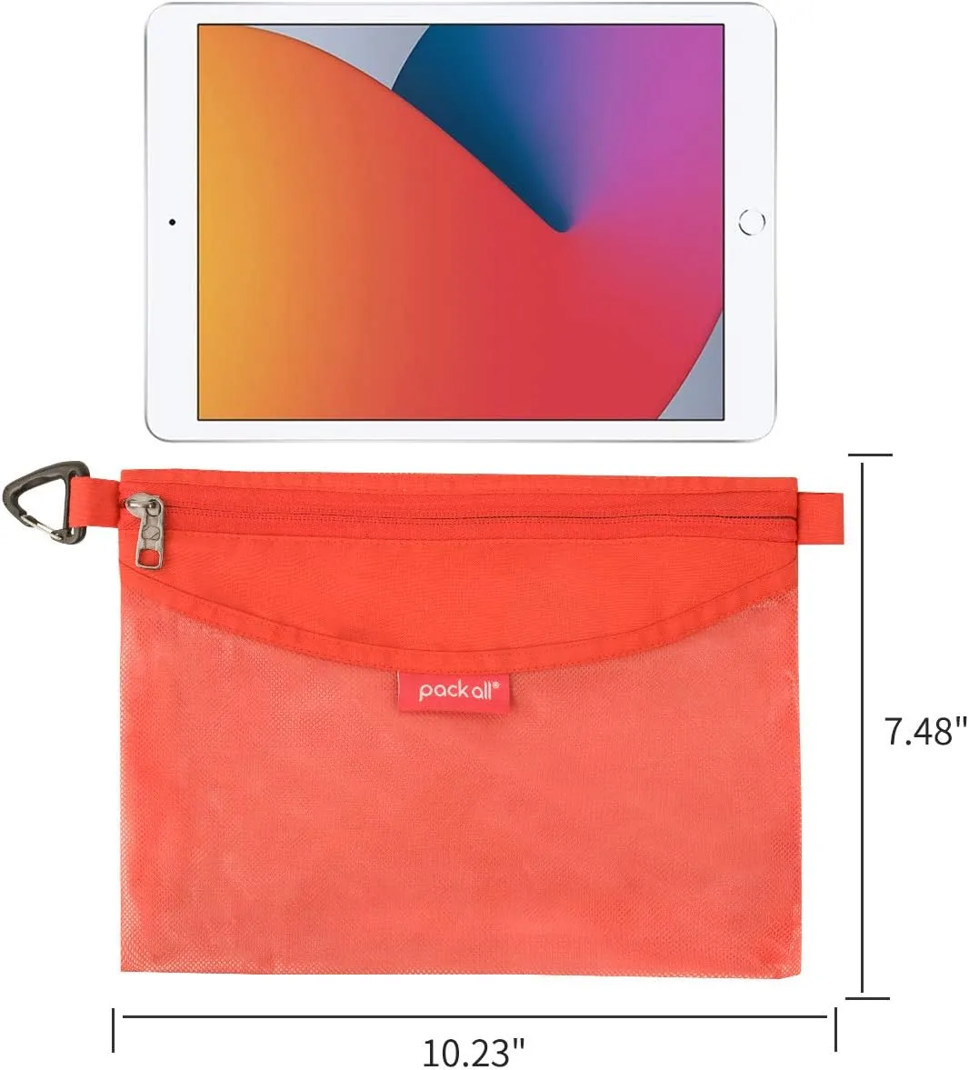 pack all Water-resistant Material Zipper Pouch, Mesh Zipper Bags for Storage, Travel, Office (Orange, Medium)