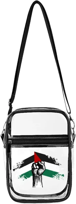 Palestinian Freedom Forces Clear Stadium Crossbody Bags Adjustable Strap Shoulder Purse for Women and Men
