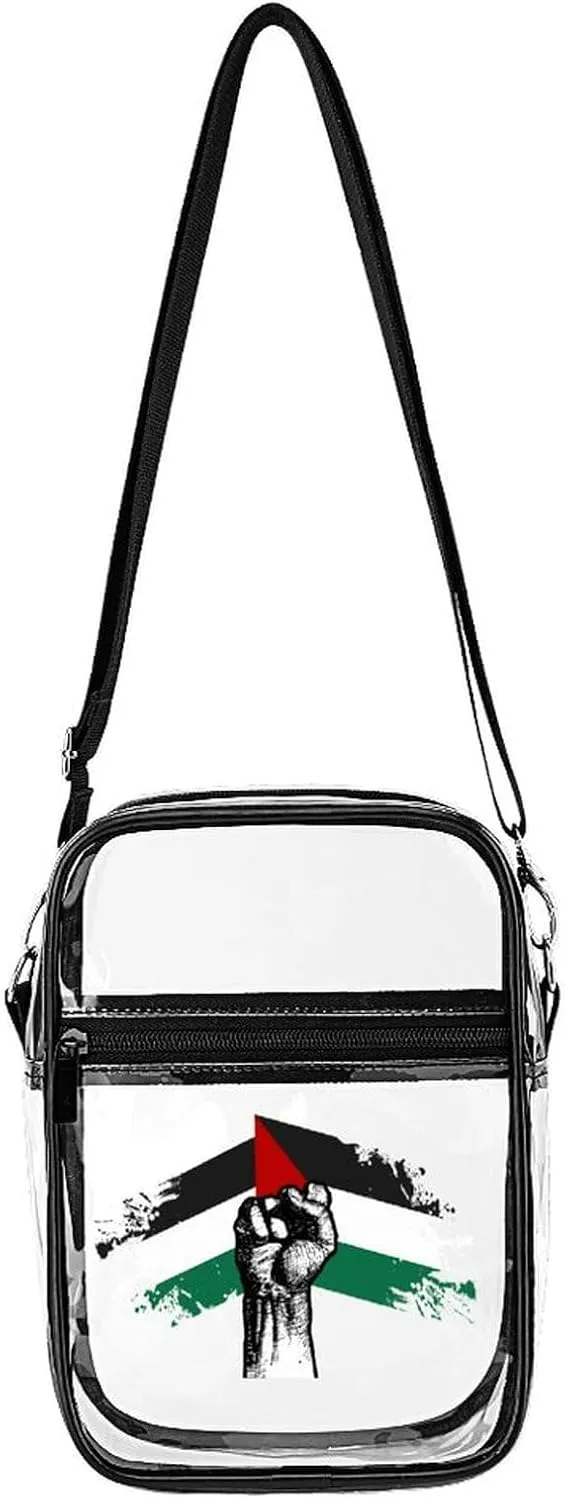 Palestinian Freedom Forces Clear Stadium Crossbody Bags Adjustable Strap Shoulder Purse for Women and Men