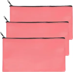 PATIKIL 11"x 6" Bank Deposit Bag, 3Pcs Money Bag Bank Bag Security Money Pouch Receipt Holder for Tickets Coin Makeup Cosmetics Bills, Bright Pink