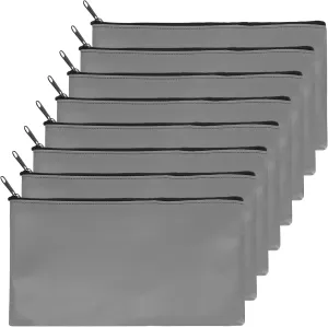PATIKIL 11"x 6" Bank Deposit Bag, 8Pcs Money Bag Bank Bag Security Money Pouch Receipt Holder for Tickets Coin Makeup Cosmetics Bills, Gray