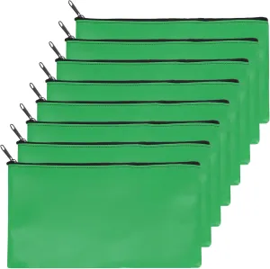PATIKIL 11"x 6" Bank Deposit Bag, 8Pcs Money Bag Bank Bag Security Money Pouch Receipt Holder for Tickets Coin Makeup Cosmetics Bills, Green