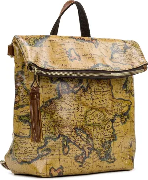 Patricia Nash Luzille 100% Full Grain Leather Backpack for Women - Convertible Backpack Tote - Genuine Leather BackPack Purse/Crossbody, Euro Map O/S