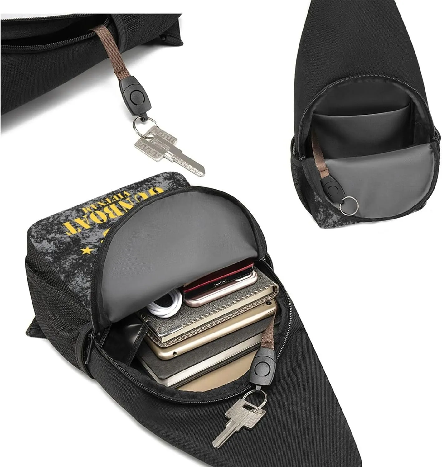 Patrol Boat River PBR - Gunboat Vietnam Sling Bag Crossbody Backpack Shoulder Casual Daypack Bags for Men