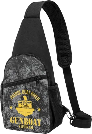 Patrol Boat River PBR - Gunboat Vietnam Sling Bag Crossbody Backpack Shoulder Casual Daypack Bags for Men