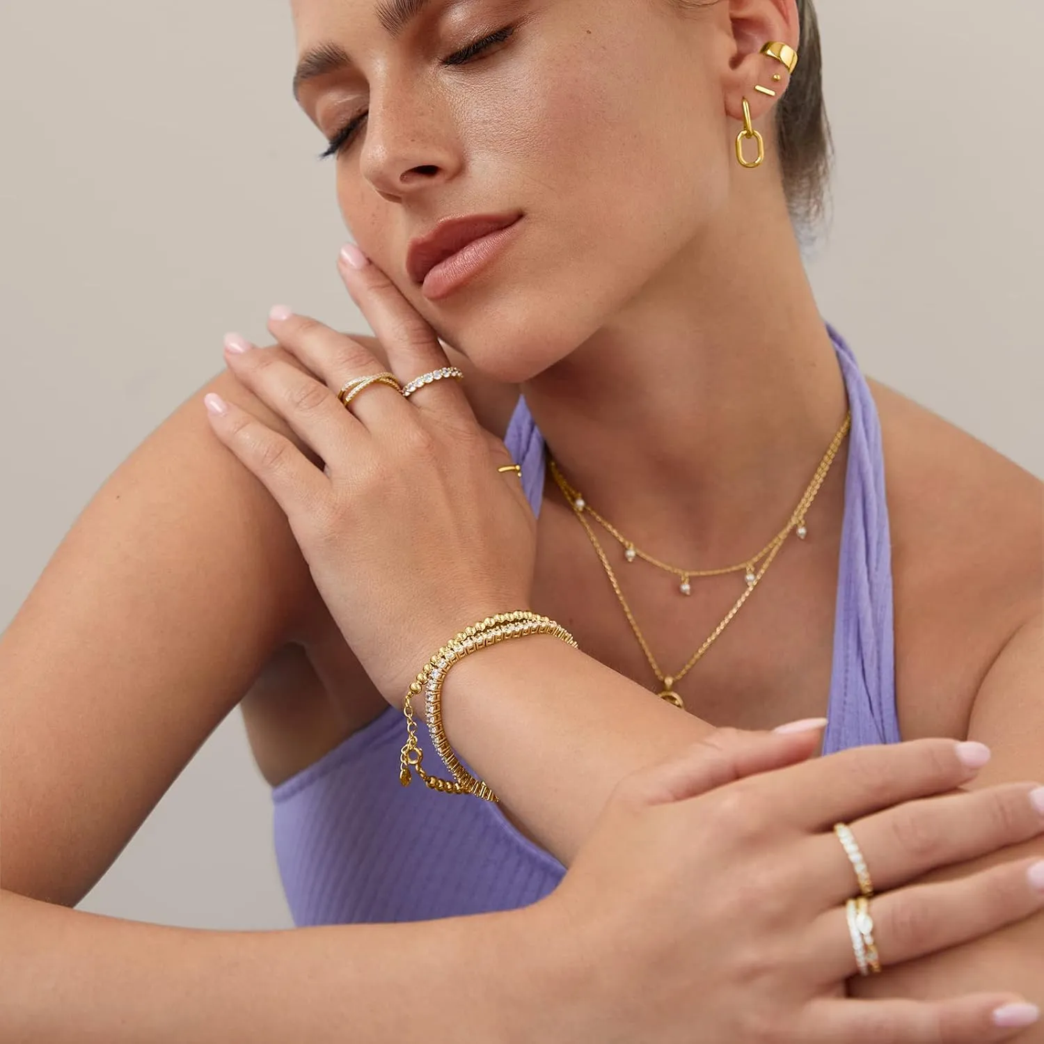 PAVOI 14K Gold Plated Convertible Paperclip Link Huggie Hoop Earrings for Women - Earscape Statement Jewelry - Trendy Cubic Zirconia Two-Toned Rope Drop Dangle Earrings