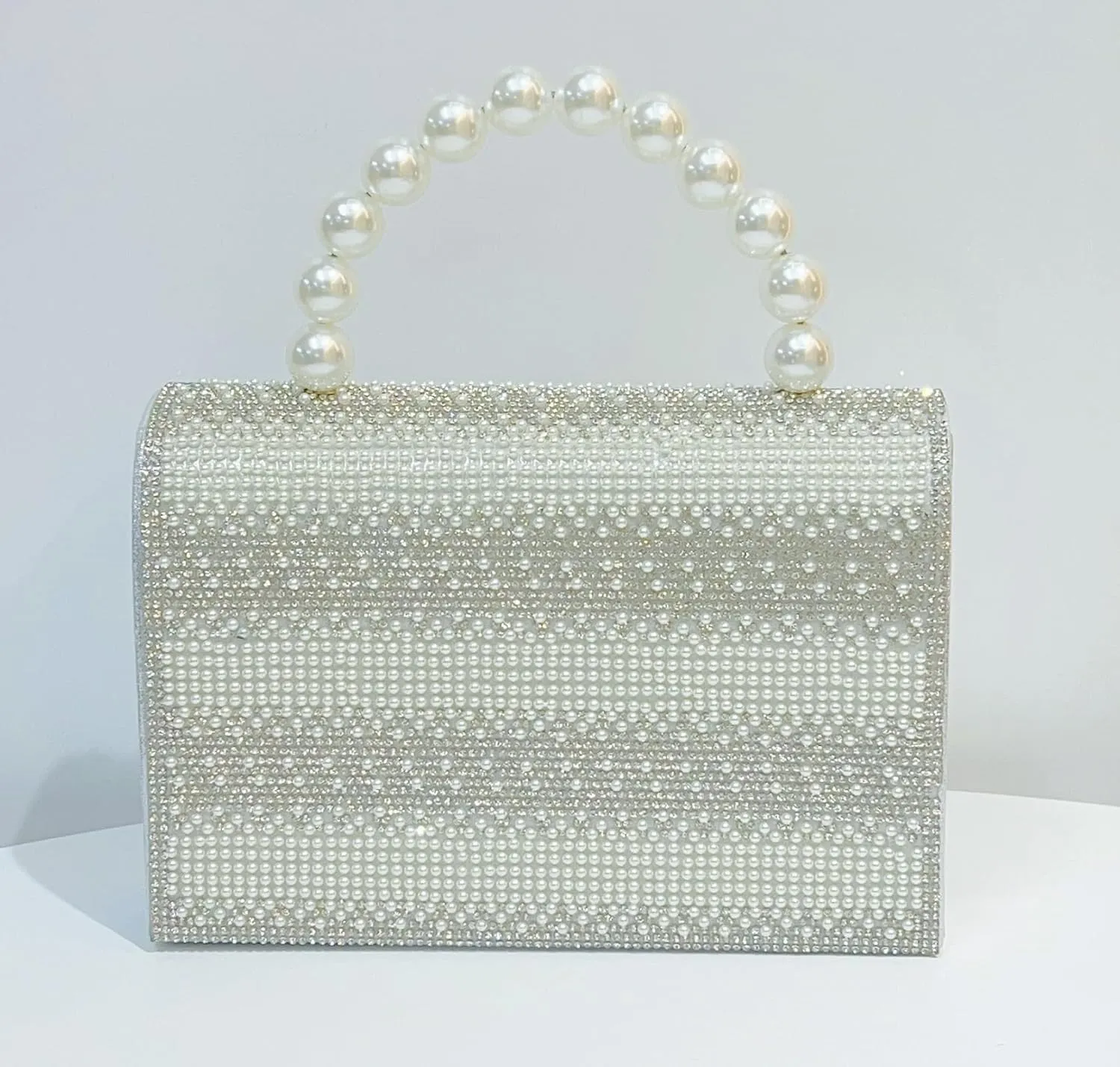 Pearl Clutch Purse for Women, Beaded Evening Handbag, Envelope Crossbody Shoulder Bag, Sparkly Top-handle Totes