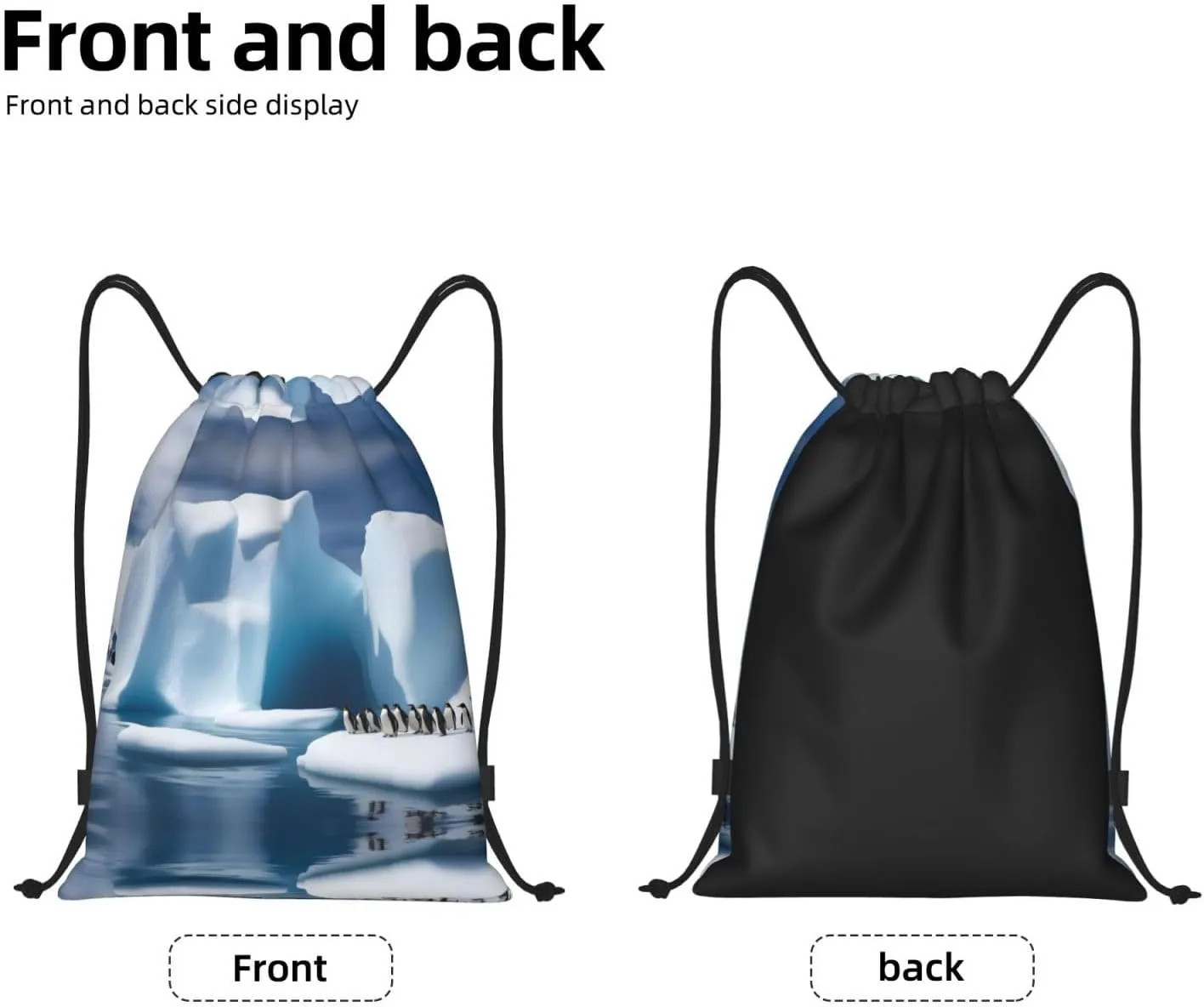 Penguins On The Iceberg Drawstring Bags â€“ Water-Resistant Sports Gym Sackpack,Gifts,Fitness Enthusiasts