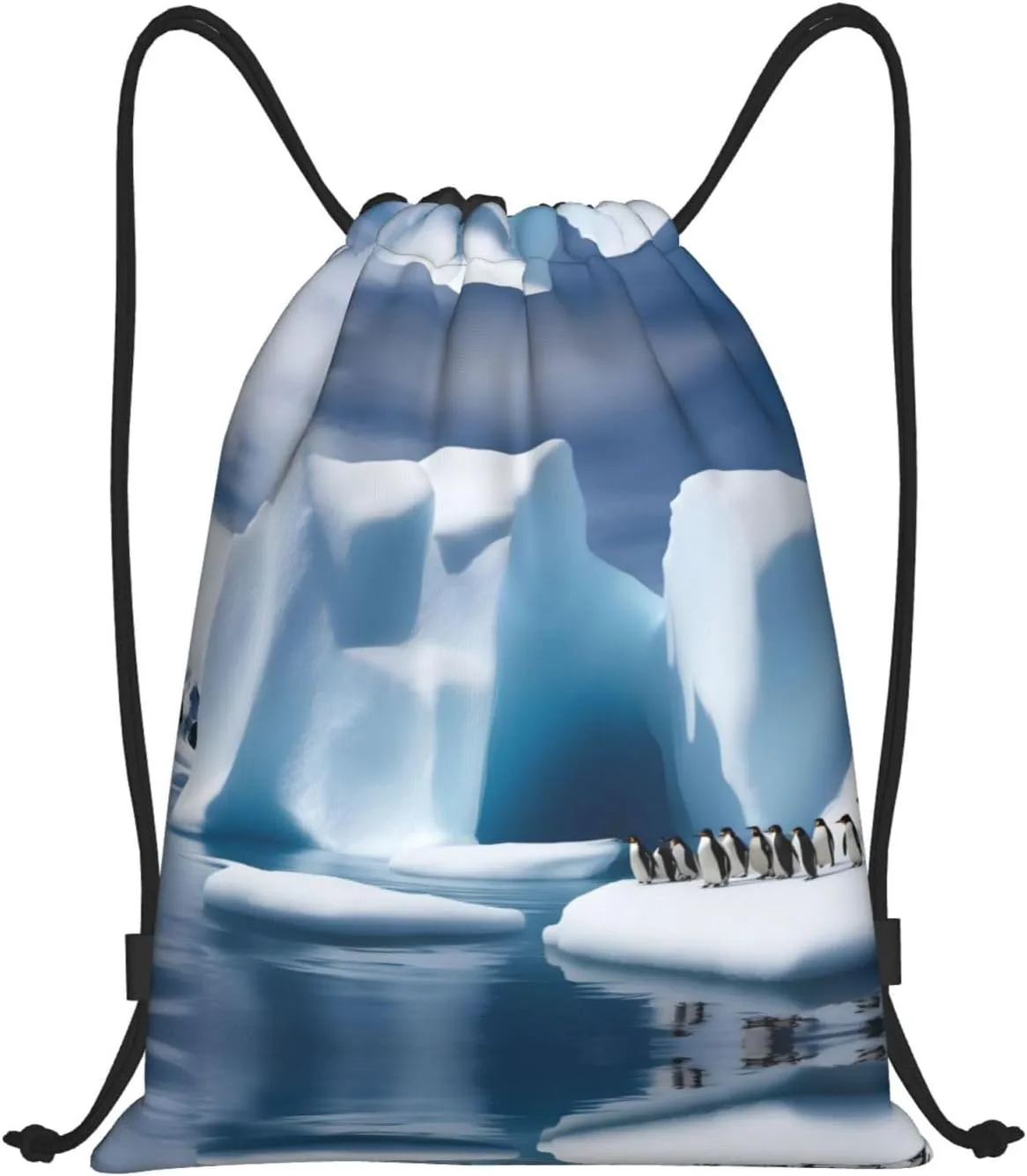 Penguins On The Iceberg Drawstring Bags â€“ Water-Resistant Sports Gym Sackpack,Gifts,Fitness Enthusiasts