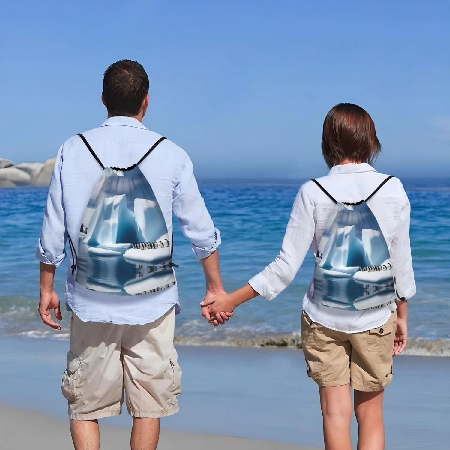 Penguins On The Iceberg Drawstring Bags â€“ Water-Resistant Sports Gym Sackpack,Gifts,Fitness Enthusiasts