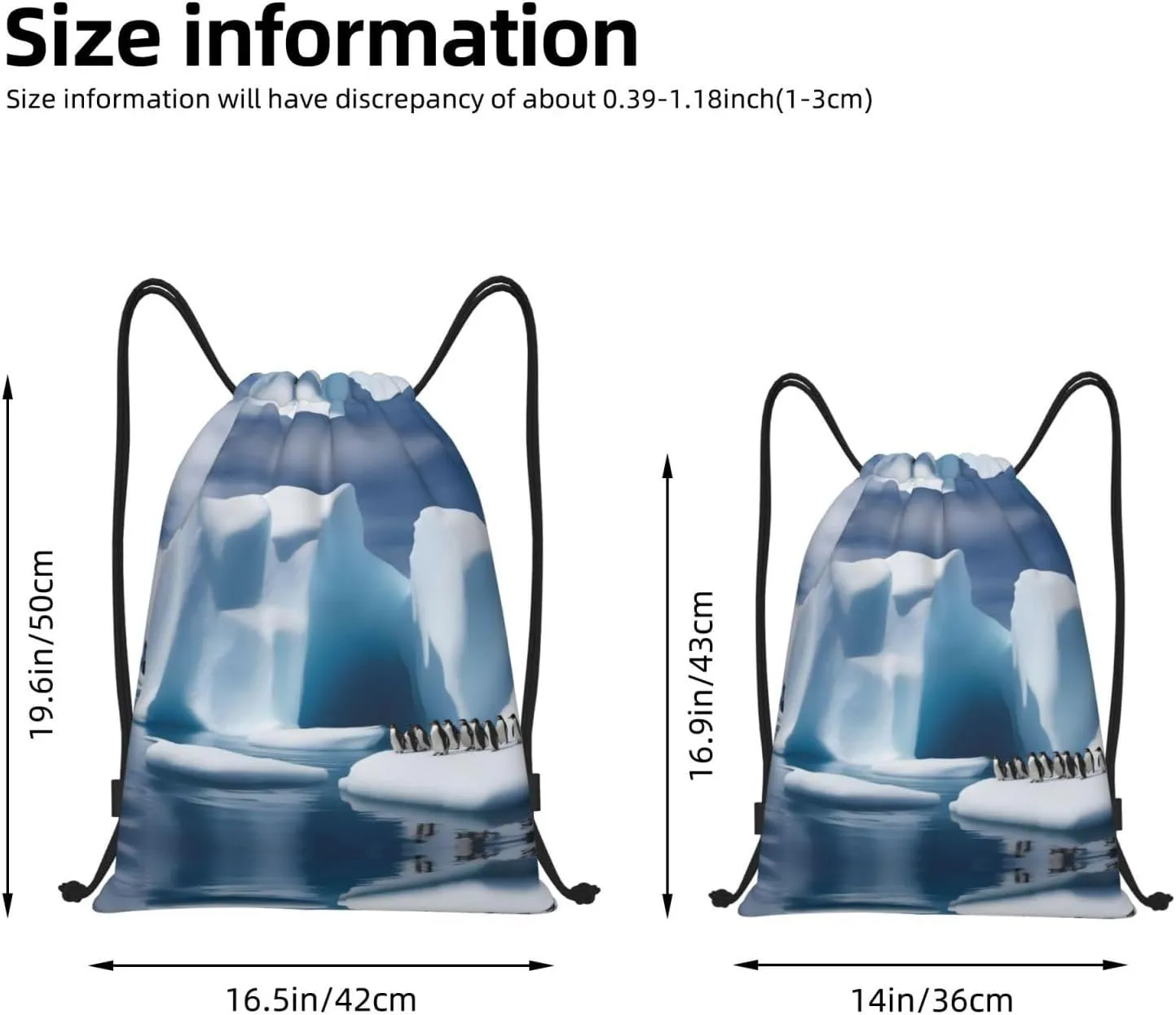Penguins On The Iceberg Drawstring Bags â€“ Water-Resistant Sports Gym Sackpack,Gifts,Fitness Enthusiasts